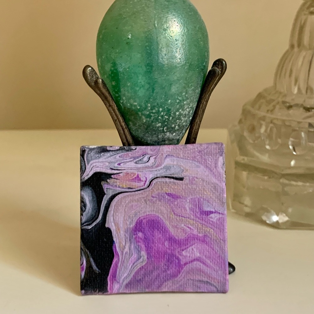 Abstract Acrylic Pour Painting NWT mini canvas